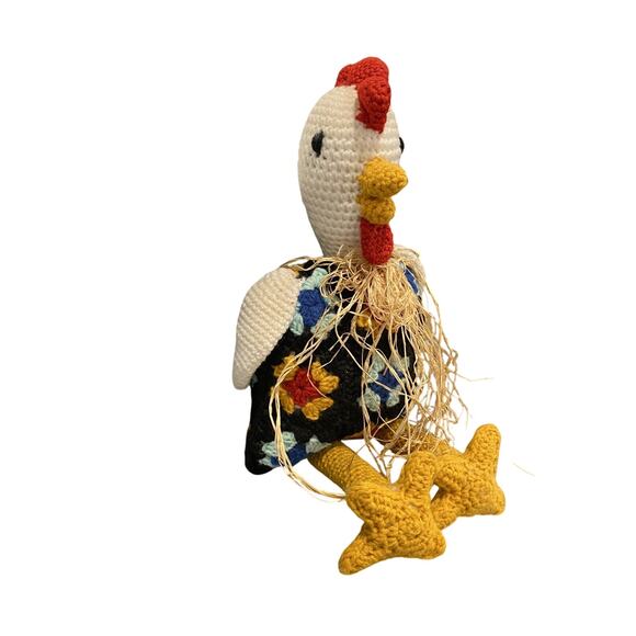 Handmade Chicken Rooster Plush Crochet Knit Home Decor Decoration Grandma Square - Picture 1 of 6